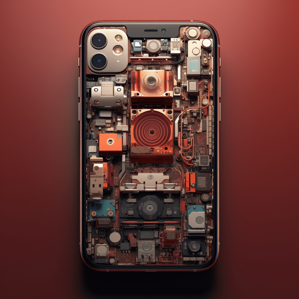 Inside of a phone for repair services