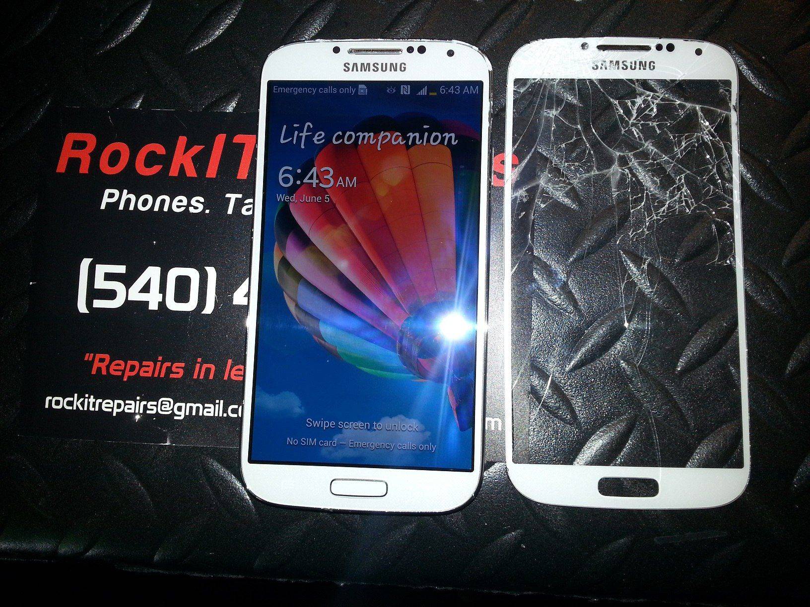 cracked glass repair on Galaxy S4 Cell Phone